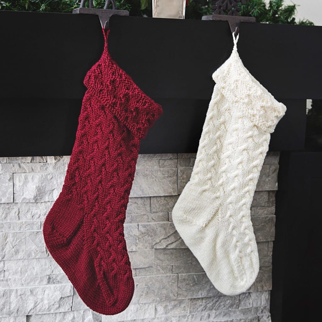 Christmas Stocking Knitting Pattern Stockings hanging on fireplace